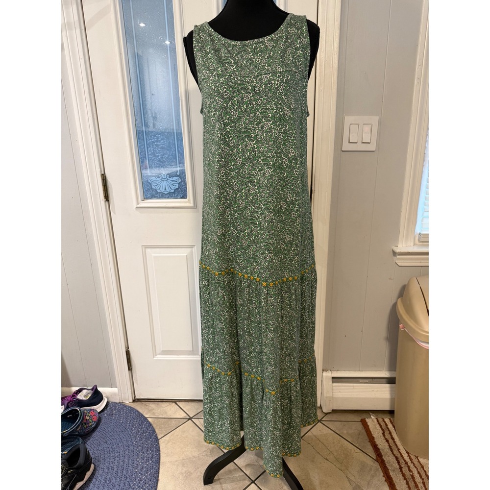 J. Jill Green Floral Paisley Tiered Maxi Dress Petite Small NWT 265012